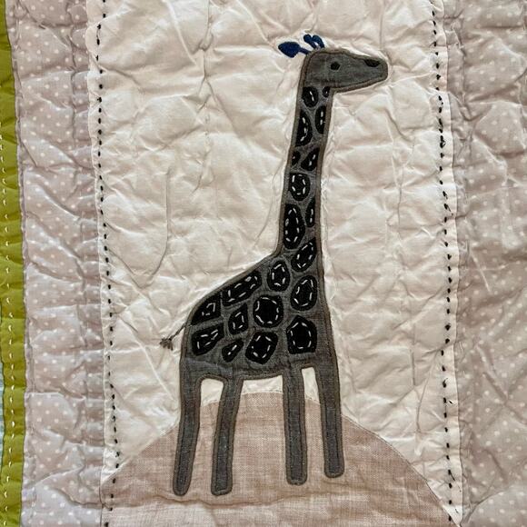 Pottery Barn Kids Comforter Crib Quilt Safari Zoo Animals Gingham - Picture 8 of 12